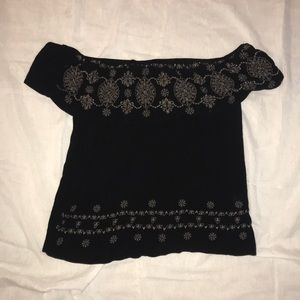 Black off the shoulder top.